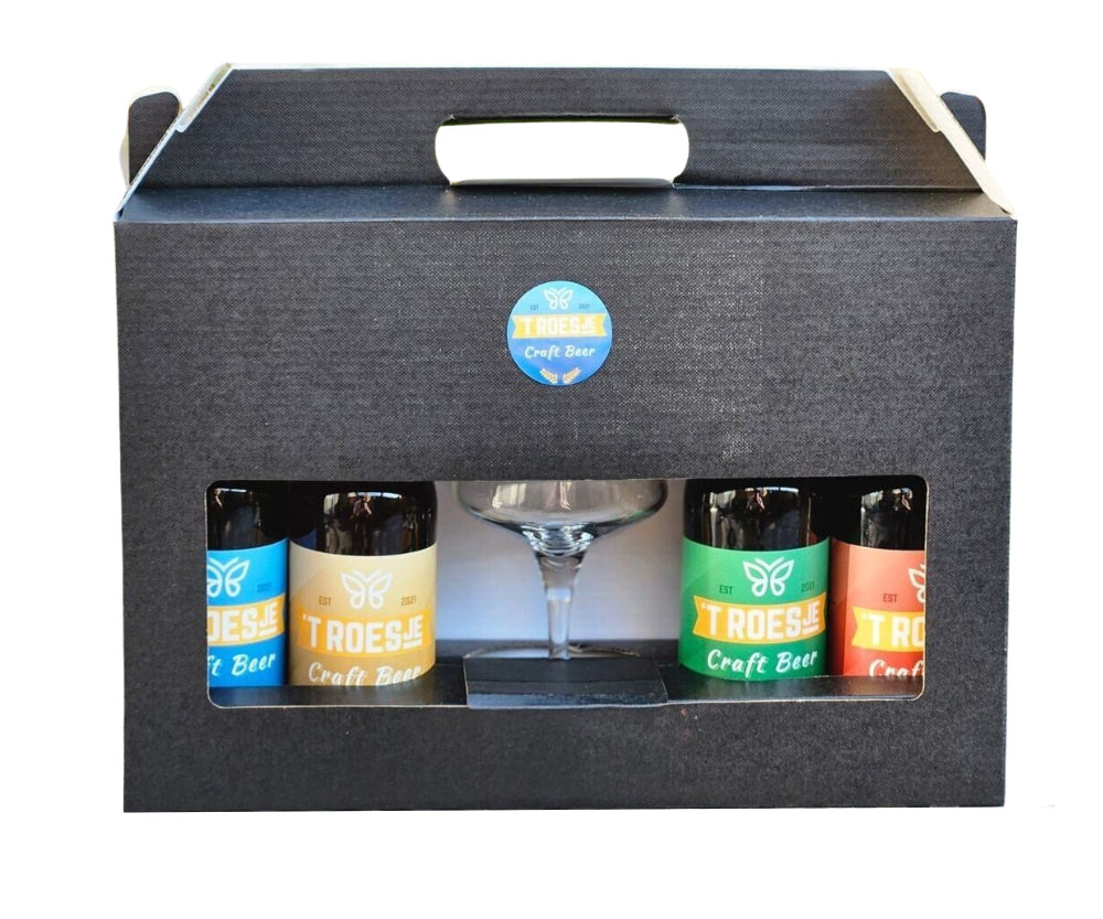 Geschenkverpakking 4 bieren + Roesje Bierglas - 't Roesje