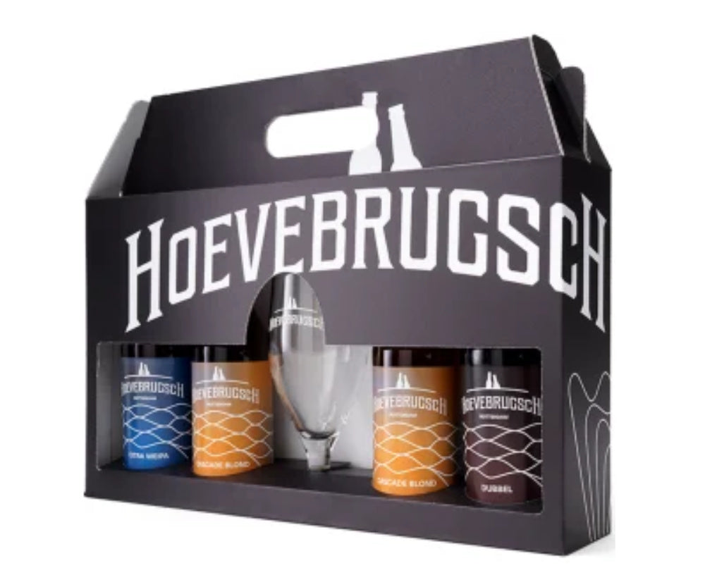 Cadeauverpakking 4 flessen + glas - De Hoevebrugsche Bierbrouwerij