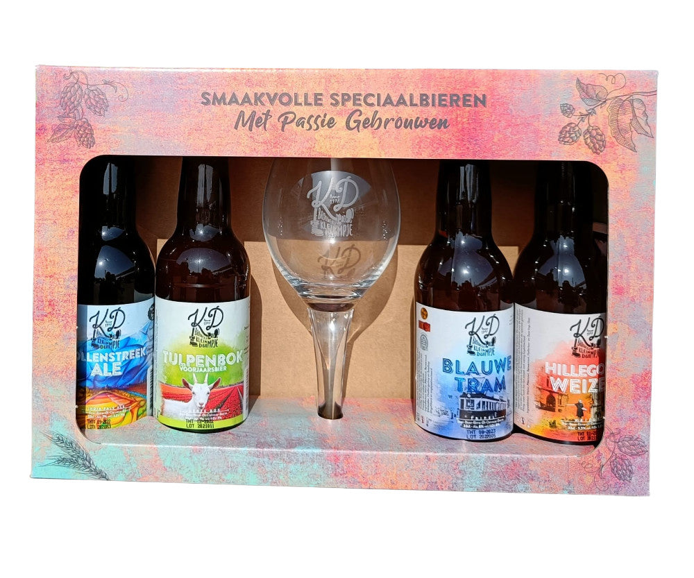 Geschenkverpakking (4 bieren + glas) - Brouwerij Klein Duimpje
