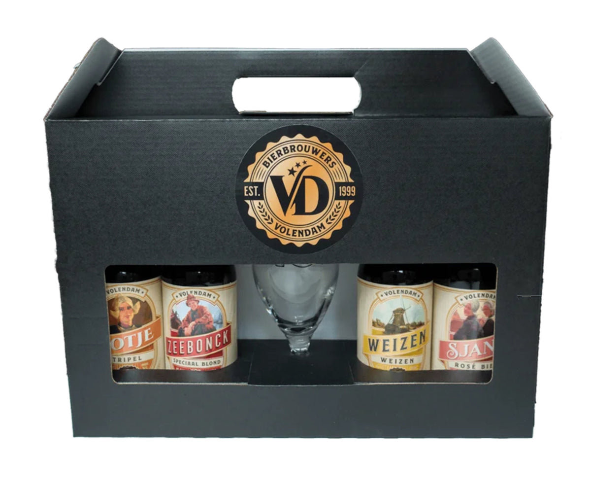Geschenkverpakking 4 flessen + glas - Brouwerij Volendam